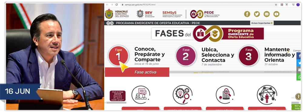 Gobierno del Estado de Veracruz la plataforma digital “Programa Emergente de Oferta Educativa”.